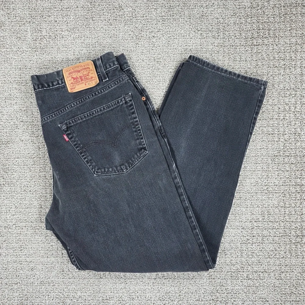 Vintage Levis 550 Relaxed Fit Jeans Mens 40x32 Black Denim Tapered Leg Mexico
